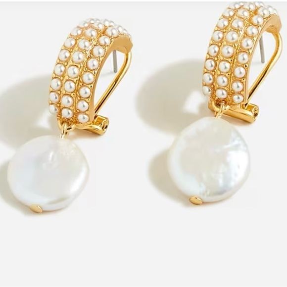 J.Crew Pearl hoops with freshwater pearl drops - Picture 1 of 6